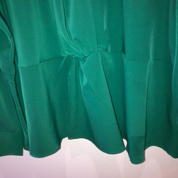 Eloquii Womens Size 28 Emerald Green Long Sleeve V Neck Blouse Shirt Top - Picture 6 of 12